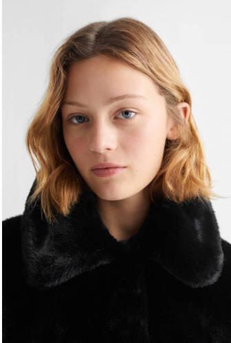Mango Kids imitatiebont winterjas zwart Effen 158(XS) - Foto 2