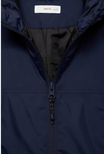 Mango Kids jas donkerblauw Jongens Polyester Capuchon Effen 116