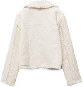 Mango Kids jasje ecru Meisjes Katoen V-hals Effen 122