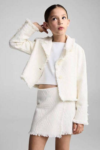 Mango Kids jasje ecru Meisjes Katoen V-hals Effen 122 - Foto 3