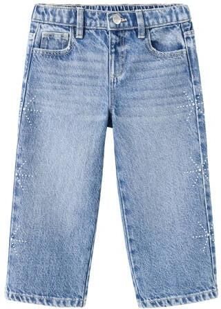 Mango Kids jeans met strass-steentjes middelblauw Meisjes Denim All over print