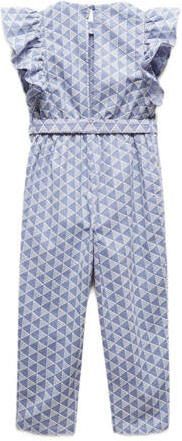 Mango Kids jumpsuit met all over print blauw Meisjes Katoen Ronde hals 116 - Foto 1