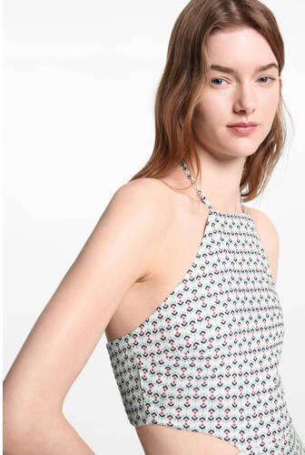 Mango Kids jumpsuit met all over print wit Meisjes Viscose Halter All over print 152(XXS) - Foto 2