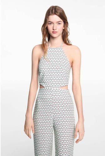 Mango Kids jumpsuit met all over print wit Meisjes Viscose Halter All over print 152(XXS) - Foto 3