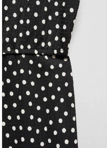 Mango Kids jumpsuit met stippen zwart Meisjes Polyester Ronde hals Stip 116