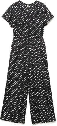 Mango Kids jumpsuit met stippen zwart Meisjes Polyester Ronde hals Stip 116 - Foto 2