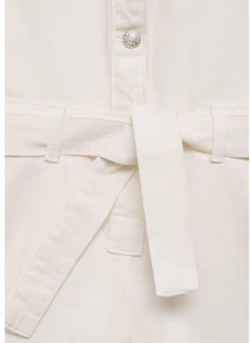 Mango Kids jumpsuit wit Meisjes Denim Klassieke kraag Effen 122