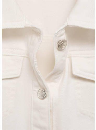 Mango Kids jumpsuit wit Meisjes Denim Klassieke kraag Effen 122 - Foto 2