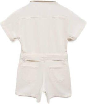 Mango Kids jumpsuit wit Meisjes Denim Klassieke kraag Effen 122 - Foto 3