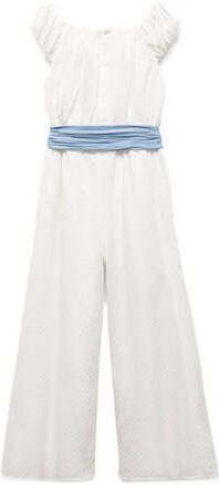 Mango Kids jumpsuit wit Meisjes Katoen Ronde hals Effen 134 - Foto 3