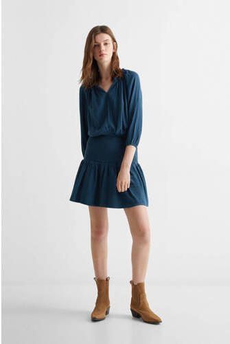 Mango Kids jurk donkerblauw Meisjes Viscose Ronde hals Effen 152(XXS) - Foto 2