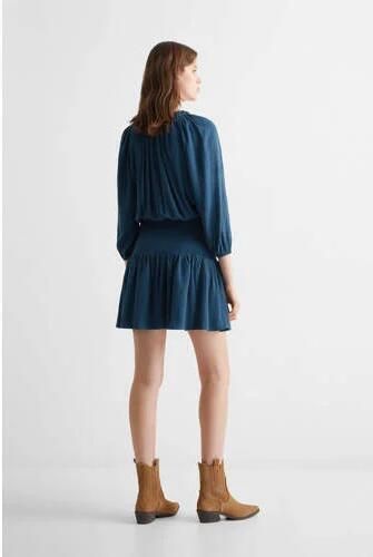 Mango Kids jurk donkerblauw Meisjes Viscose Ronde hals Effen 152(XXS) - Foto 3
