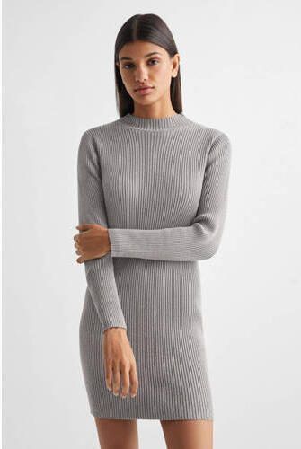 Mango Kids jurk grijs Meisjes Viscose Col Effen 152(XXS)
