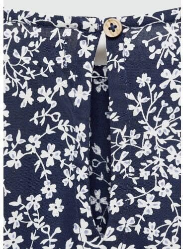 Mango Kids jurk met all over print donkerblauw Meisjes Viscose Ronde hals 128 - Foto 2