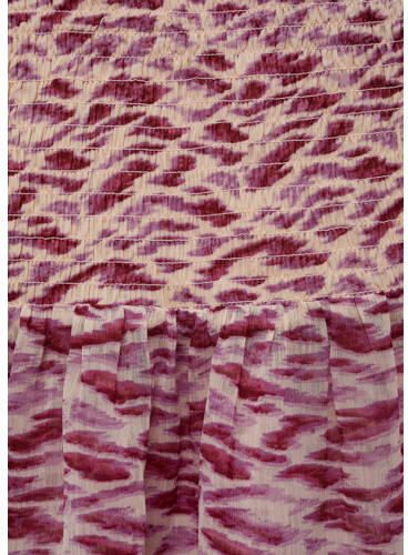 Mango Kids jurk met all over print en ruches roze lichtbeige Meisjes Polyester Ronde hals 152(XXS)