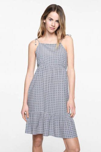 Mango Kids jurk met all over print grijs Blauw Meisjes Viscose Vierkante hals 152(XXS) - Foto 2
