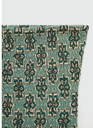 Mango Kids jurk met all over print groen Meisjes Katoen Strapless All over print 152(XXS)