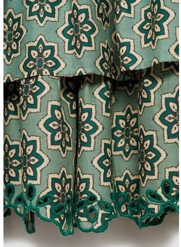 Mango Kids jurk met all over print groen Meisjes Katoen Strapless All over print 152(XXS) - Foto 2