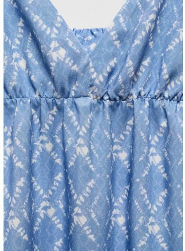 Mango Kids jurk met all over print lichtblauw Meisjes Viscose V-hals All over print 152(XXS)