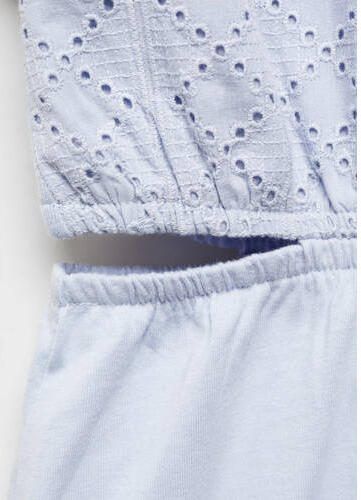 Mango Kids jurk pastelblauw Meisjes Katoen Ronde hals Effen 116