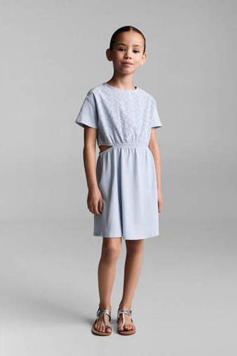 Mango Kids jurk pastelblauw Meisjes Katoen Ronde hals Effen 116 - Foto 3