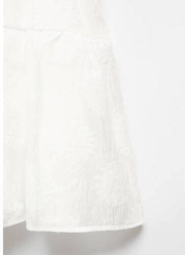 Mango Kids jurk wit Meisjes Polyamide Vierkante hals Effen 116