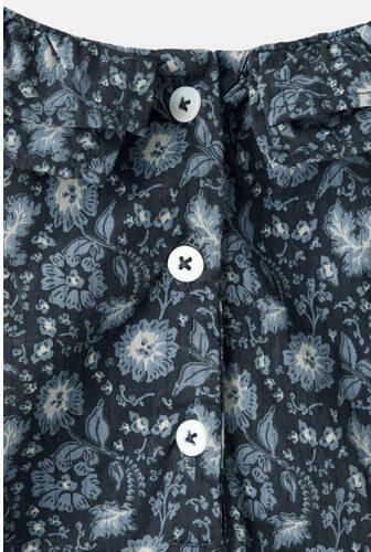 Mango Kids katoenen gebloemde romper met ruches donkerblauw grijs Bloemen - Foto 2