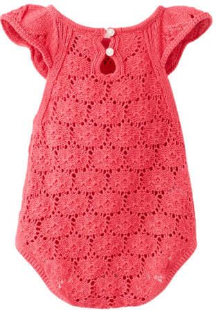 Mango Kids katoenen gehaakte romper met ruches roze Effen - Foto 3