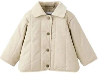 Mango Kids katoenen gewatteerde jas beige Effen