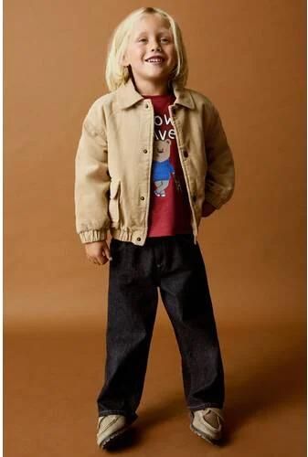 Mango Kids katoenen jas lichtbruin Effen