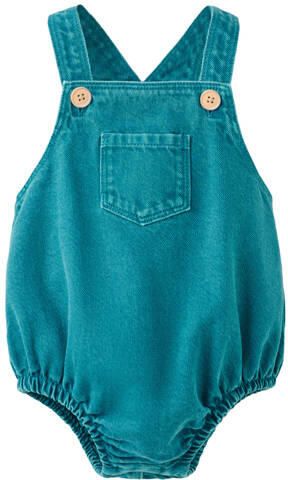 Mango Kids katoenen romper blauw Effen