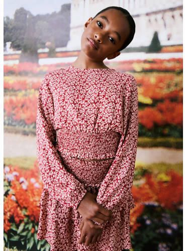 Mango Kids korte rok rood Meisjes Viscose All over print 128 - Foto 3