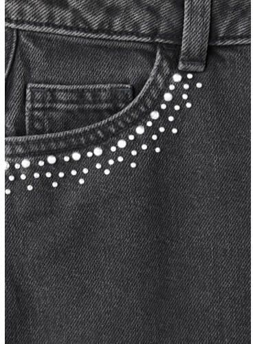 Mango Kids korte spijkerrok met strass-steentjes grijs Meisjes Denim - Foto 4