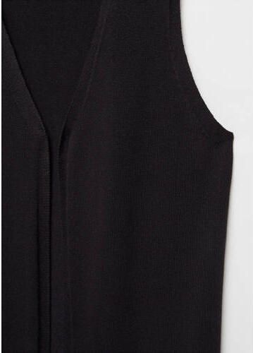 Mango Kids lang fijngebreid gilet zwart Meisjes Katoen V-hals Effen 152(XXS) - Foto 2