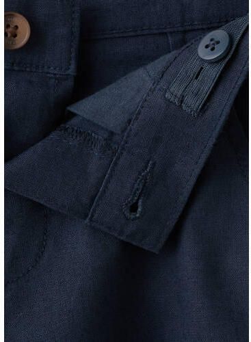 Mango Kids linnen chino short donkerblauw Korte broek Effen - Foto 3
