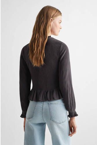 Mango Kids longsleeve antraciet Grijs Meisjes Viscose Ronde hals Effen 152(XXS) - Foto 3