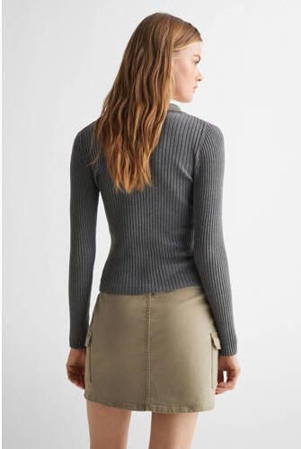 Mango Kids longsleeve antraciet Grijs Meisjes Viscose V-hals Effen 152(XXS) - Foto 3