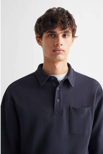 Mango Kids longsleeve donkerblauw Jongens Katoen Polokraag Effen 158(XXS) - Foto 2