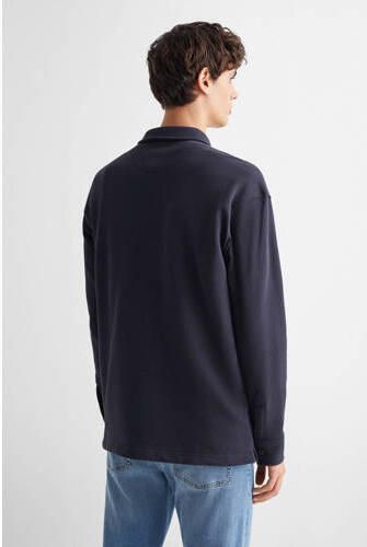 Mango Kids longsleeve donkerblauw Jongens Katoen Polokraag Effen 158(XXS) - Foto 3