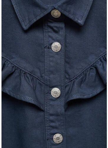 Mango Kids longsleeve donkerblauw Meisjes Stretchkatoen Klassieke kraag 116 - Foto 2