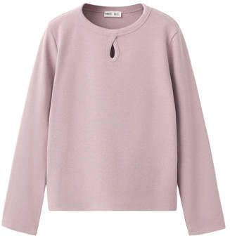Mango Kids longsleeve met cut-out oudroze Meisjes Katoen Ronde hals Effen