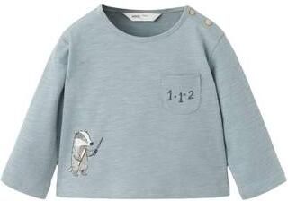 Mango Kids longsleeve met print blauw Jongens Katoen Ronde hals Mixprint
