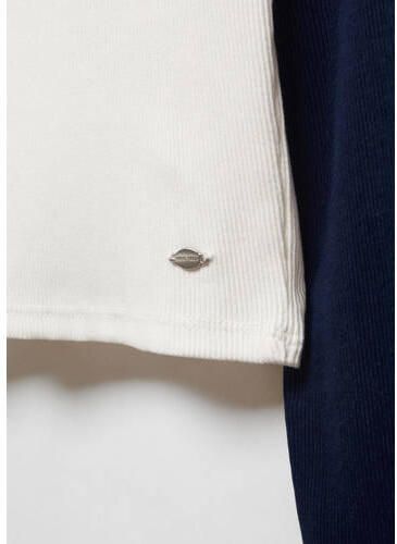 Mango Kids longsleeve met tekst donkerblauw wit Meisjes Katoen Ronde hals 152(XXS) - Foto 2