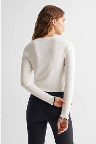 Mango Kids longsleeve wit Meisjes Viscose Ronde hals Effen 152(XXS) - Foto 3
