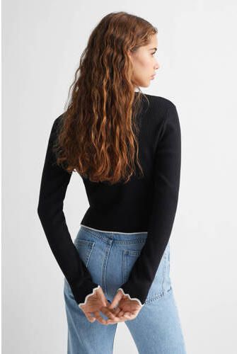 Mango Kids longsleeve zwart Meisjes Viscose Ronde hals Effen 152(XXS) - Foto 3