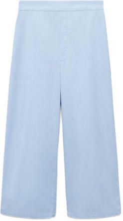 Mango Kids loose fit broek lichtblauw Meisjes Katoen Effen 140