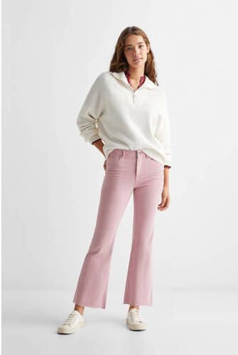 Mango Kids low waist flared jeans lichtroze Meisjes Stretchdenim Effen 152(XXS)
