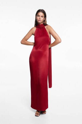 Mango Kids maxi jurk Meisjes Viscose Openvallende hals Effen 152(XXS)