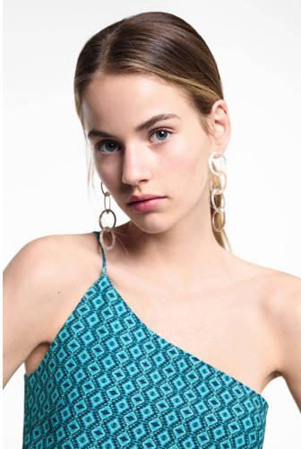 Mango Kids maxi jurk met all over print aquablauw Meisjes Viscose Ronde hals 152(XXS) - Foto 2