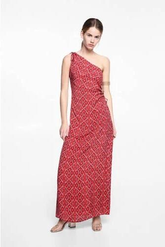 Mango Kids maxi jurk met all over print Meisjes Polyester One shoulder 152(XXS) - Foto 2